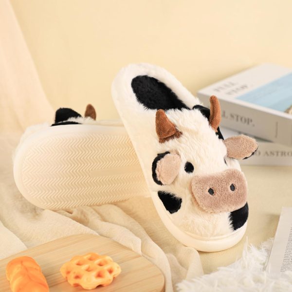 ⁦Gaolinci Cartoon Cow Cotton Slippers, Winter Indoor Outdoor Slippers for Women⁩ - الصورة ⁦6⁩
