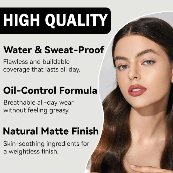 ⁦NALACAL 2 in 1 Concealer Full Coverage Foundation for Mature Skin, Oil Control Matte Liquid Makeup, Waterproof Base De Maquillaje, High Coverage - 02 Natural⁩ - الصورة ⁦5⁩