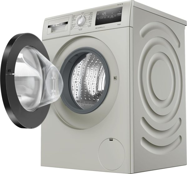 ⁦Bosch Washing Machine WAN28283SA Series 4, Front Load, 8 kg, 1400 RPM, Inox Silver, EcoSilence Drive™, SpeedPerfect Technology, VarioDrum Pot, ActiveWater Plus System, LED Display⁩ - الصورة ⁦4⁩
