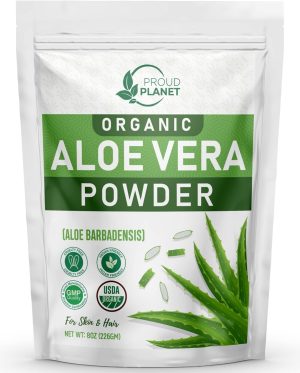 ProudPlanet Organic Aloe Vera Powder for Hair & Face | Aloe Barbadensis | AloeVera Extract USDA Certified by Proud Planet (8 Ounce)