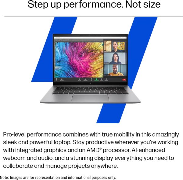 ⁦HP ZBook Firefly G11 Mobil Workstation, AMD Ryzen 7 Pro 8840HS, 64 GB DDR5 RAM, 4 TB PCIe SSD, 14" WUXGA (1920x1200) Display, AMD Radeon 780M, Backlit Keyboard, W11 Pro, Silver⁩ - الصورة ⁦2⁩
