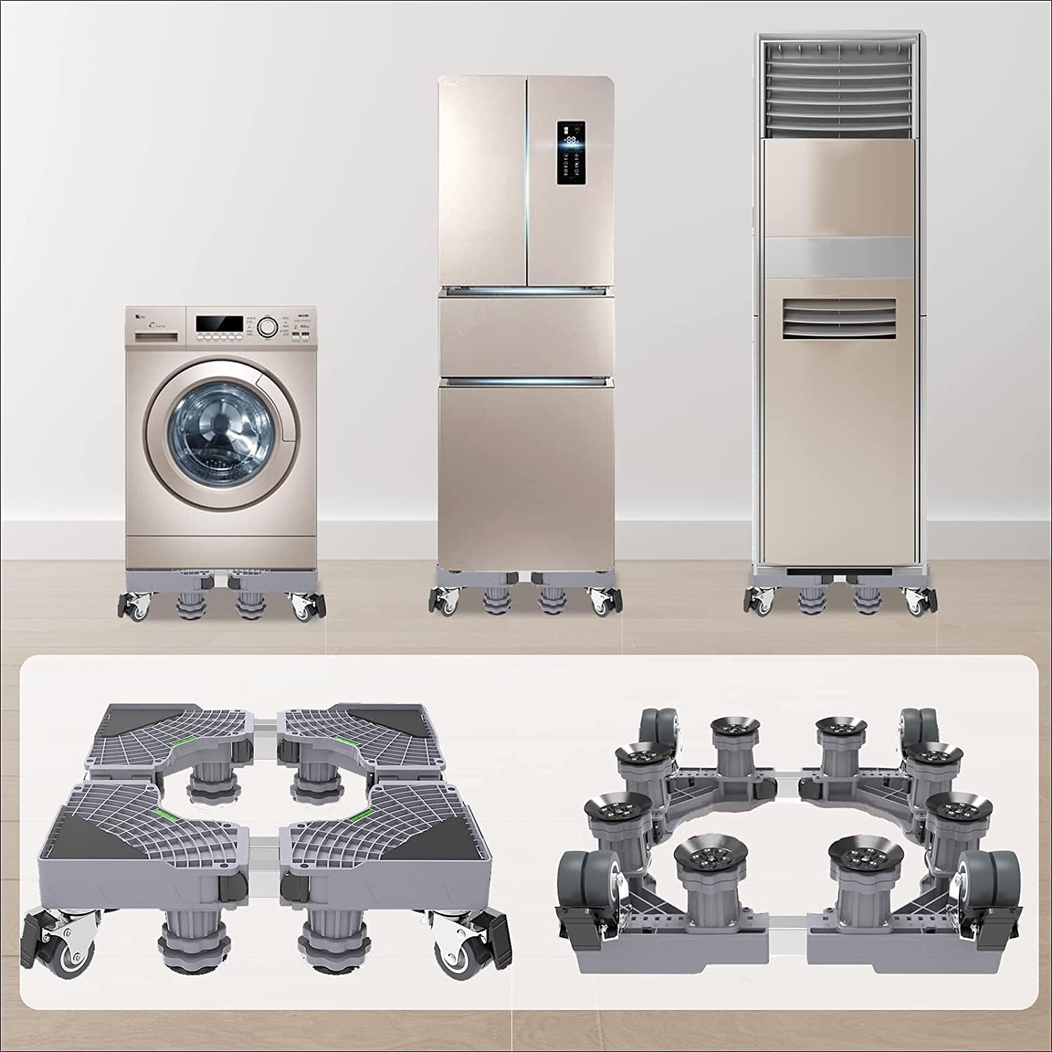 Arabest Mini Fridge Stand Mobile Base With 4 Locking Refrigerator Wheels And 8 Strong Feet For Washer Dryer Washing Machine Stand Pedestal, Refrigerator Stand, Adjustable Appliance Dolly Square 4 Arabest Mini Fridge Stand Mobile Base With 4 Locking Refrigerator Wheels And 8 Strong Feet For Washer Dryer Washing Machine Stand Pedestal, Refrigerator Stand, Adjustable Appliance Dolly Square - الصورة 4