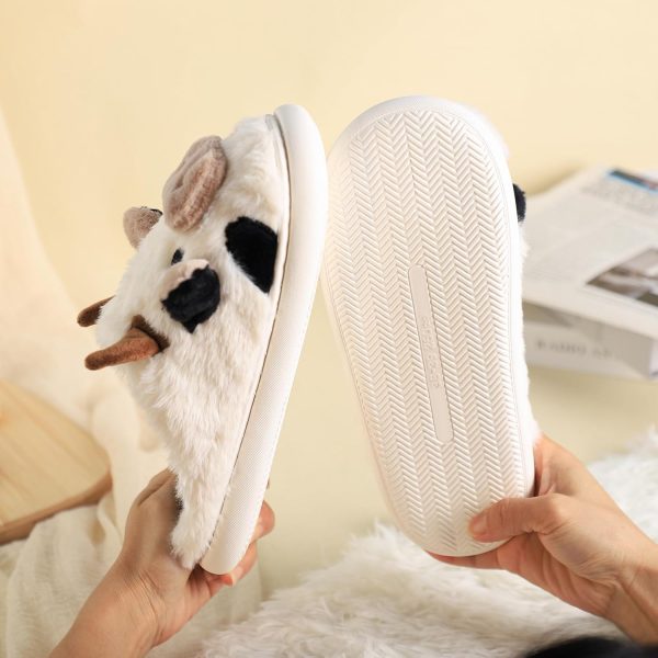 ⁦Gaolinci Cartoon Cow Cotton Slippers, Winter Indoor Outdoor Slippers for Women⁩ - الصورة ⁦4⁩