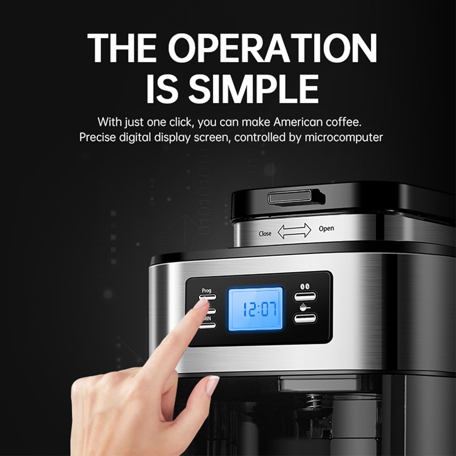Jeewoon Filter Coffee Machine, Coffee Maker, اله قهوه امريكيه, Drip Coffee Machine With Grinder, 10 Cup, 1050 W, 1 L, With Anti Drip, Auto Shut, Boil Dry Protection, Smart Display 3 Jeewoon Filter Coffee Machine, Coffee Maker, اله قهوه امريكيه, Drip Coffee Machine With Grinder, 10 Cup, 1050 W, 1 L, With Anti Drip, Auto Shut, Boil Dry Protection, Smart Display - الصورة 3