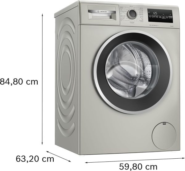 ⁦Bosch Washing Machine WAN28283SA Series 4, Front Load, 8 kg, 1400 RPM, Inox Silver, EcoSilence Drive™, SpeedPerfect Technology, VarioDrum Pot, ActiveWater Plus System, LED Display⁩ - الصورة ⁦8⁩