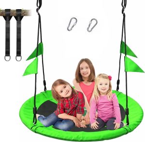 Felirzavy Saucer Tree Swing for Kids Adults Round Flying Swing Seat Toddler Teens Indoor Outdoor Swings Set with Adjustable Strap, Waterproof Oxford Swings for Kids Circle Swing Toy Gift Playground