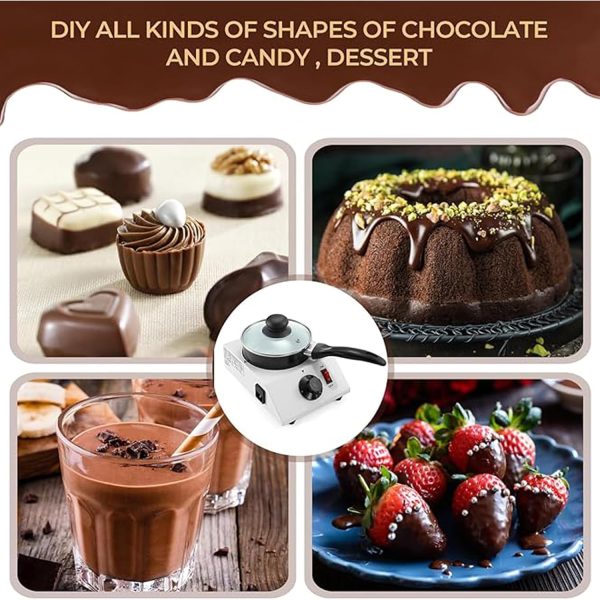 ⁦Electric Chocolate Warmer Melting Pot, Chocolate Fountain Tempering Machine, Professional Chocolate Melter, 1L Capacity Melting Pot for Chocolate Candy Caramel Butter Cheese (Single Pot)⁩ - الصورة ⁦6⁩
