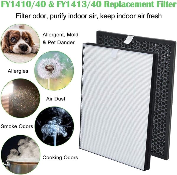⁦FY1413/40 Active Carbon & FY1410/40 HEPA Replacement Filter Set Compatible with Philips Air Purifier Series 1000 1000i, Replace AC1214 AC1215 AC1217 AC2729(HEPA Filter + Activated Carbon Filter)⁩ - الصورة ⁦3⁩
