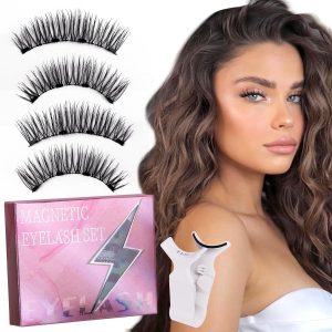 Magnetic Eyelashes,Natural Look Reusable Magnetic Eyelashes No Glue Needed,Eyelash Extension Tool,Upper and Lower Eyelash Combo Set Easy to Wear and Remove (CT04-2)