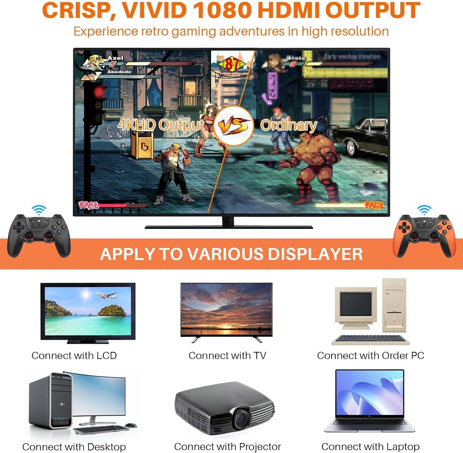 Sumkyle 2025 New Wireless Retro Game Console, 4K Retro Game Stick with 20,000+ Games and 9 Emulators Built-in, Plug and Play TV Video Games, 2.4G Wireless Controller(64G) 2 Sumkyle 2025 New Wireless Retro Game Console, 4K Retro Game Stick with 20,000+ Games and 9 Emulators Built-in, Plug and Play TV Video Games, 2.4G Wireless Controller(64G) - الصورة 2