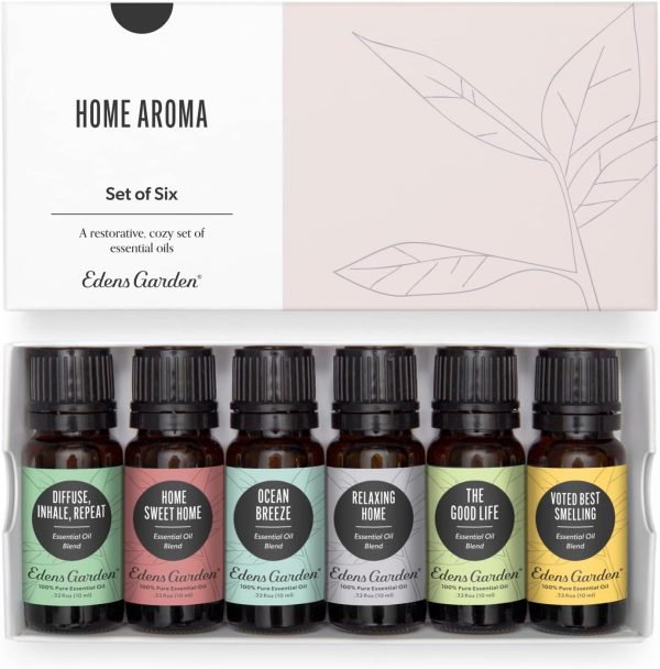 Edens Garden Home Aroma Essential Oil 6 Set, Best 100% Pure Aromatherapy Diffusion Kit (for Diffuser & Therapeutic Use), 10 ml