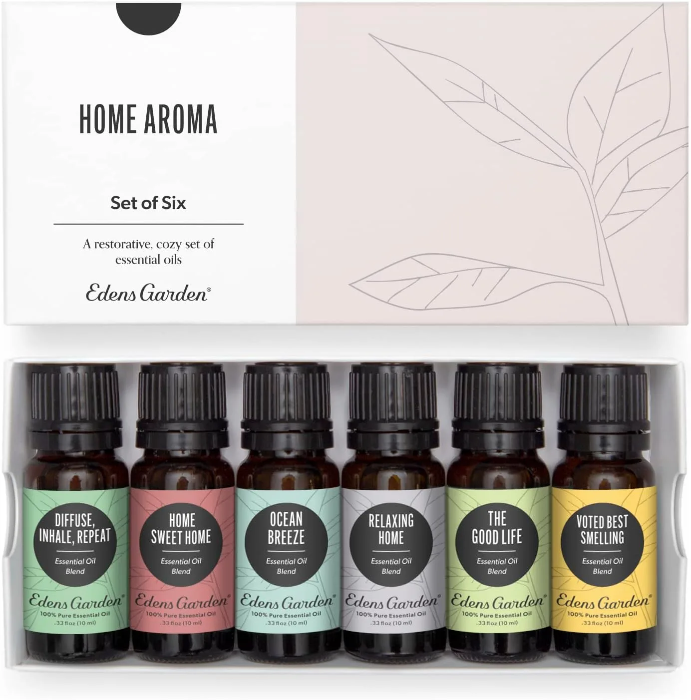 Edens Garden Home Aroma Essential Oil 6 Set, Best 100% Pure Aromatherapy Diffusion Kit (for Diffuser & Therapeutic Use), 10 ml