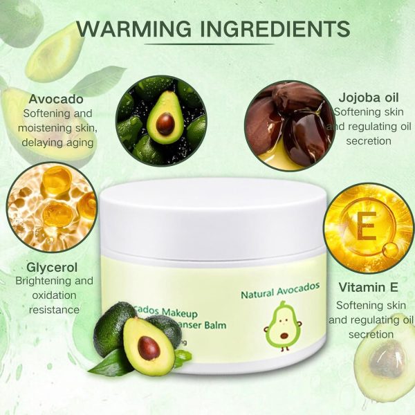 ⁦Azonee Avocado Cleansing Makeup Remover, Cleansing Cream for Sensitive Skin, Moisturizing Cleanser, Cleansing Oil-Free Skin, Refreshing and Gentle Cleanser, Clean and Transparent Cleanser⁩ - الصورة ⁦3⁩