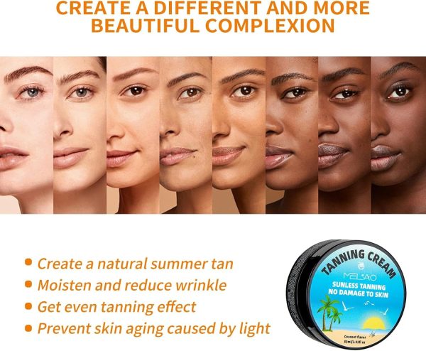 ⁦NALACAL Self-Tanning Cream for Face and Body, Self Tanning Without The Sun, Streak-Free, Fake Tan & Quick Tan for Natural-Looking for Men & Women,Coconut⁩ - الصورة ⁦2⁩