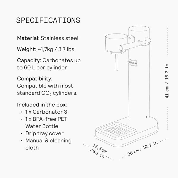 ⁦Aarke - Carbonator III Premium Carbonator/Sparkling & Seltzer Water Maker with PET Bottle (Matte Black), AAC3-Black⁩ - الصورة ⁦9⁩