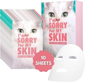 I'M SORRY FOR MY SKIN pH5.5 Jelly Face Mask Sheet Korean Skin Care, Soothing and Hydrating Face Masks Skincare Set, Spa Day Gifts for Women Self Care Items - Pack of 10