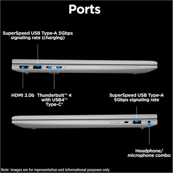 ⁦HP ZBook Firefly G11 Mobil Workstation, AMD Ryzen 7 Pro 8840HS, 64 GB DDR5 RAM, 4 TB PCIe SSD, 14" WUXGA (1920x1200) Display, AMD Radeon 780M, Backlit Keyboard, W11 Pro, Silver⁩ - الصورة ⁦5⁩
