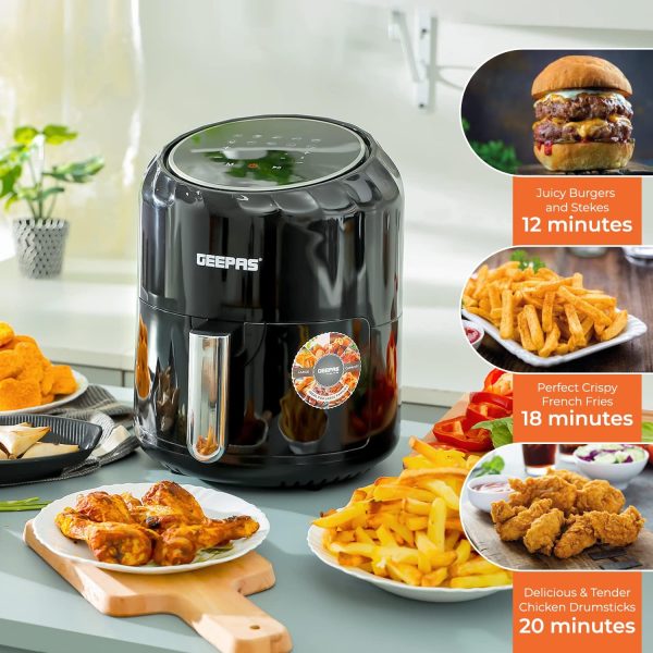 ⁦Geepas GAF37512 1350W Digital Air Fryer, 3.2 Liter Capacity, Black⁩ - الصورة ⁦5⁩