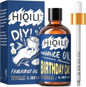 HIQILI Birthday Cake Essential Oil - Sweet Fragrance Oil for Diffuser, Candle Soap Lotion Perfume Making, 3.38 Fl Oz