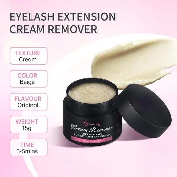 ⁦Beauty7 Lash Remover Cream 15g, Eyelash Extensions Remover Cream Safe Adhesive Bonder Eeylashes Glue Remover Fast Dissolution Low Irritation Eyelash Extension Supplies⁩ - الصورة ⁦2⁩