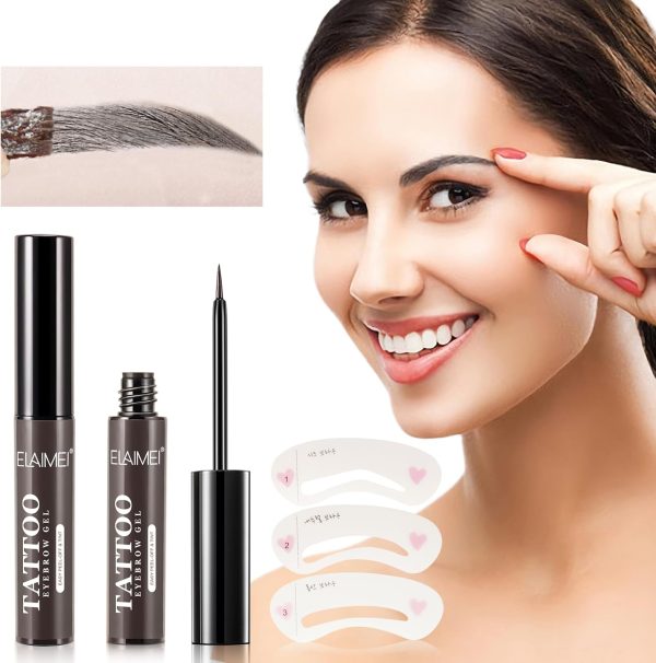 ⁦Brow Tattoo Peel off Tint, Brow Tattoo Peel off Tint, Peel off Tattoo Eyebrow Gel, Brow Tattoo Tint Gel Peel off Anjoize, Naturally Filled Brows With eyebrow card⁩ - الصورة ⁦4⁩