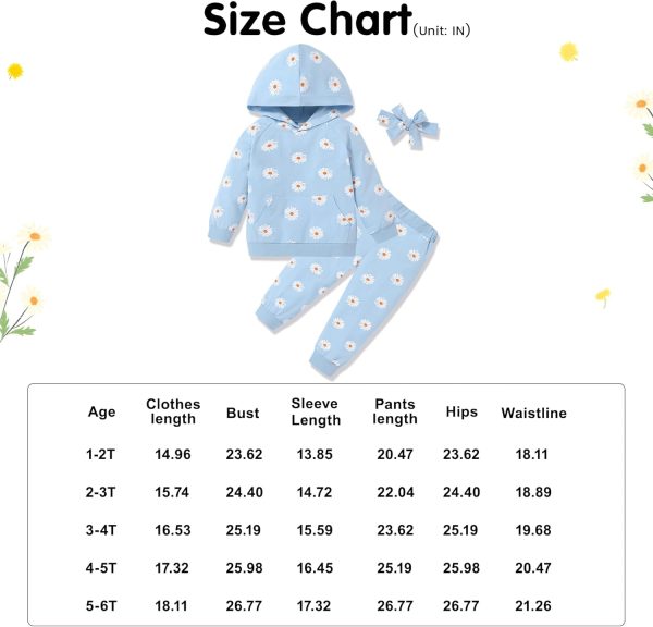 ⁦WESIDOM Toddler Girl Clothes Outfits Long Sleeve Hoodie Sweatshirt Pants Headband Toddler Girl Clothing Set⁩ - الصورة ⁦7⁩