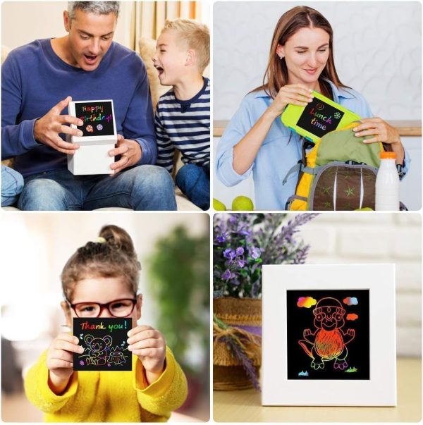 ⁦DMG TECH Crafts For Kids, Rainbow Scratch Mini Art Notes, 100 Magic Scratch Paper Note Cards, Arts Crafts DIY Party Favor Supplies for 3-11 Years Girls Boys, Arts and Crafts For Kids⁩ - الصورة ⁦8⁩