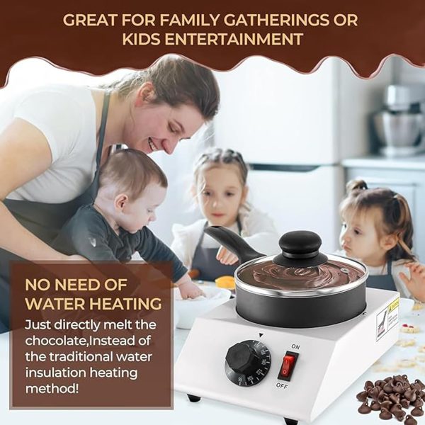 ⁦Electric Chocolate Warmer Melting Pot, Chocolate Fountain Tempering Machine, Professional Chocolate Melter, 1L Capacity Melting Pot for Chocolate Candy Caramel Butter Cheese (Single Pot)⁩ - الصورة ⁦5⁩