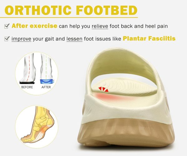 ⁦KuaiLu Womens Recovery Sandals Comfortable Plantar Fasciitis Arch Support Ladies Orthopedic Running Sport Slides Open Toe Slip On Thick Athletic Cushion Slippers Summer Beach Sandles Green 7⁩ - الصورة ⁦4⁩