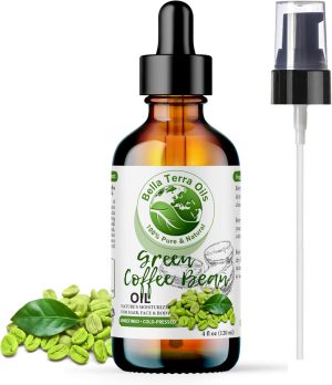 NEW Green Coffee Bean Oil. 4oz. Cold-pressed. Unrefined. Organic. 100% Pure. Non-comedogenic. Hexane-free. Reduces Eye Puffiness. Natural Moisturizer. For Hair, Skin, Nails, Stretch Marks, Scars.
