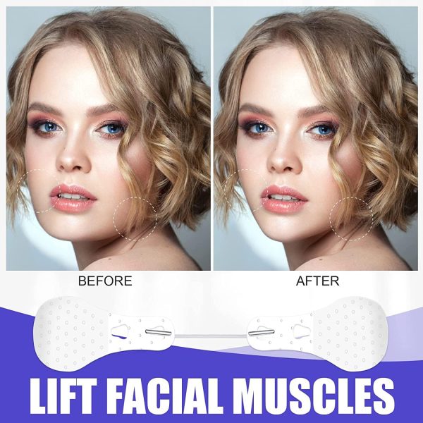 ⁦60 Pieces Face Lift Tapes Face Lifting Patch Invisible V-line Face lift Sticker Neck and Eye makeup Lift strips Waterproof Elasticity Double Chin Lift Patch with 4 Pieces Lifting Ropes for Women Girls⁩ - الصورة ⁦4⁩