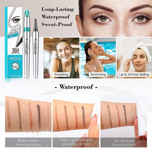 ⁦Azonee Eyebrow Pencil, Eyebrow Microblading Pen, Eye Makeup Eyebrow Pen Micro 4 Point Brow Pen Lift & Snatch Eyebrow Microblading Pen Long-Lasting Waterproof Natural Eyebrow Hair (Dark Brown)⁩ - الصورة ⁦2⁩