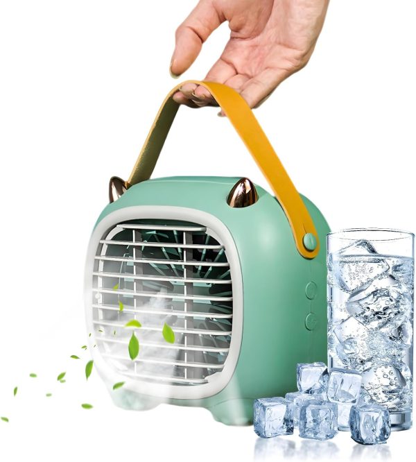 VAODO Portable Air Conditioner, Evaporative Air Cooler, Rechargeable USB Small Desktop Fan Air Conditioner, Refrigeration Spray, for Office, Bedroom, Car, Camping, Indoor Outdoor，Green