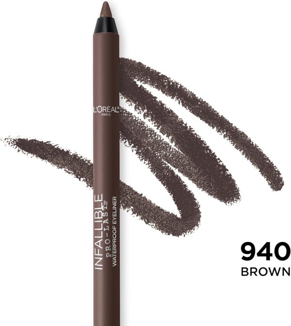 ⁦L’Oréal Paris Makeup Infallible Pro-Last Pencil Eyeliner, Waterproof and Smudge-Resistant, Glides on Easily to Create any Look, Brown, 0.042 oz.⁩ - الصورة ⁦2⁩