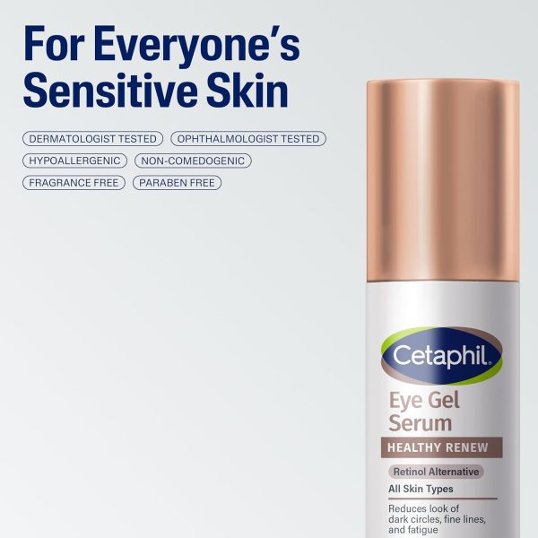 ⁦Cetaphil Healthy Renew Hydrating Eye Gel Serum 0.5 Oz, 24Hr Under Eye Cream for Anti Aging, Reduces the Appearance of Dark Circles and Wrinkles, Retinol Alternative Peptide Serum, For Sensitive Skin⁩ - الصورة ⁦7⁩