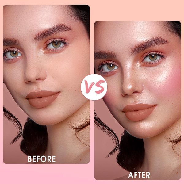 ⁦Soft Embossed Cheek Powder Blush Palette, Matte Face Powder Blush Palette, Embossed Blush, Face Matte Blush Palette Natural Luster (Pink+Orange)⁩ - الصورة ⁦6⁩