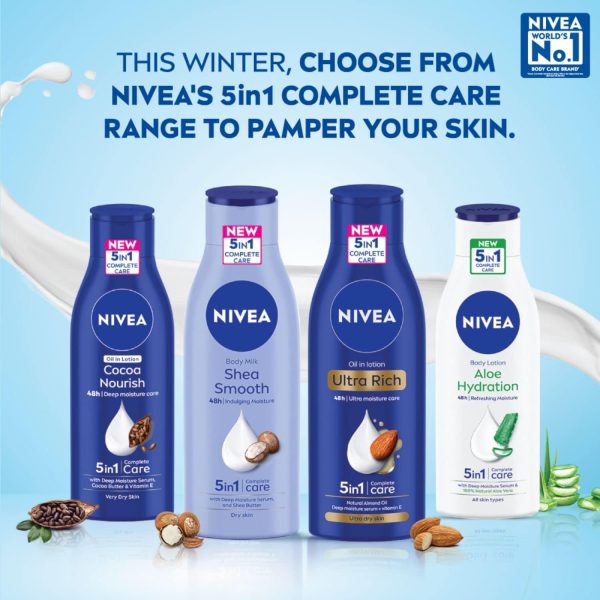 ⁦NIVEA Nourishing Lotion, Body Milk, 2X Almond Oil, 120ml⁩ - الصورة ⁦4⁩