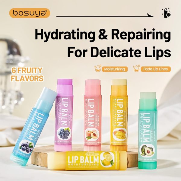 ⁦Fruit Flavored Natural Lip Balm Set Long Lasting Anti-Chapping Moisturizers for Winter Lip Care for Dry Cracked Lips (6 Pack)⁩ - الصورة ⁦7⁩