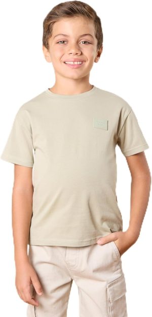 REDTAG Boys Beige Solid Loose Fit T-Shirt