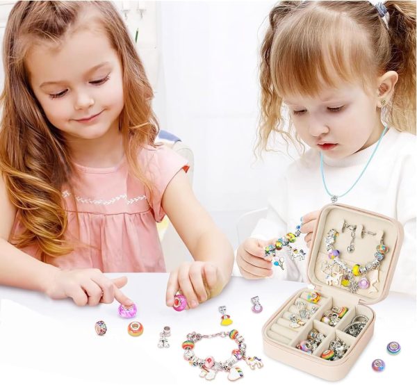 ⁦Bracelet Making Kits for Kids 68PCS,Silver Process Charms Bracelets Maker Kit for Girls, Beads for Kids' Pendant, Braclet and Necklace with Jewelry Orgnizer and Gift Bag,Gift for Gilrs 5-12 Years⁩ - الصورة ⁦6⁩