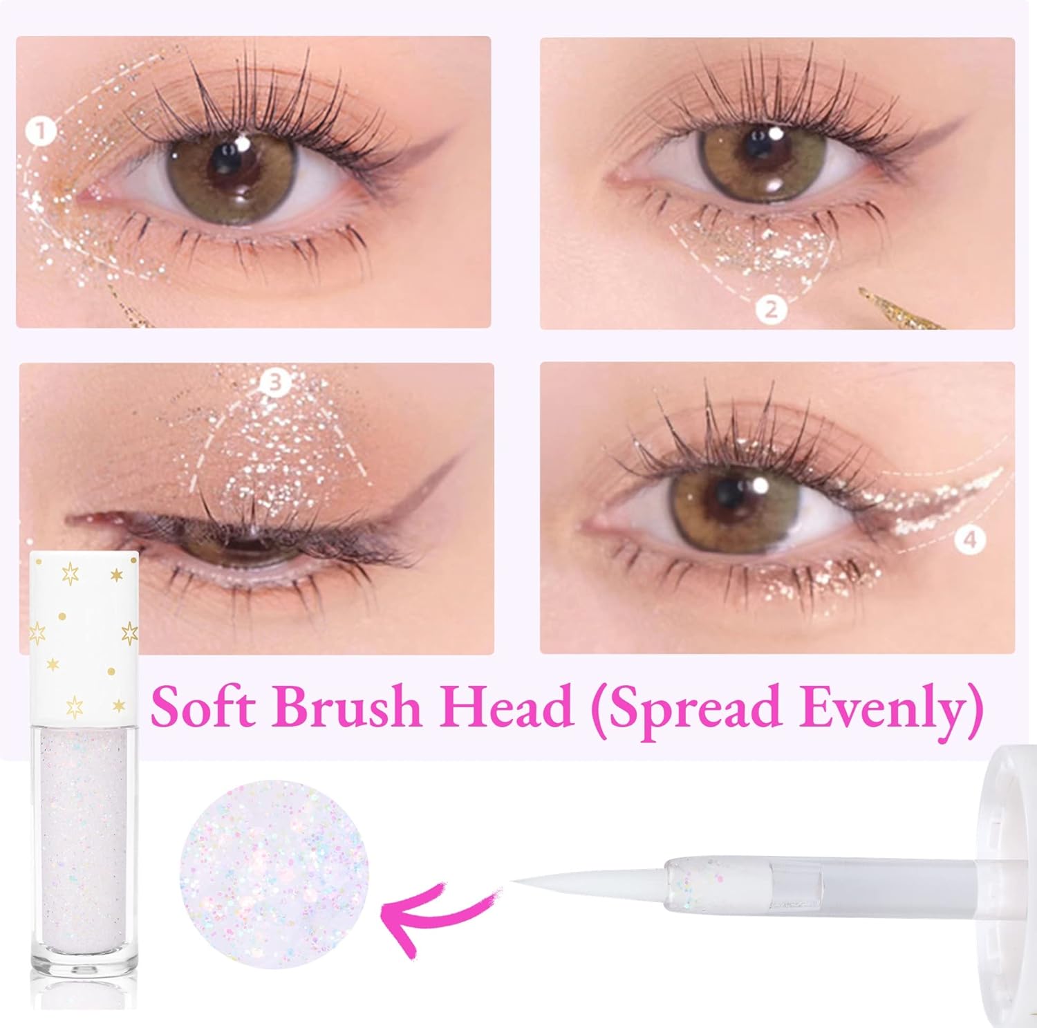 Geeneiya Liquid Glitter Eyeshadow Korean Makeup Under Eye Shadow Bling,Pigmented, Long Lasting, Quick Drying, Loose Glitter Glue for Crystals EyeMakeup (Colorful Galaxy 01) 4 Geeneiya Liquid Glitter Eyeshadow Korean Makeup Under Eye Shadow Bling,Pigmented, Long Lasting, Quick Drying, Loose Glitter Glue for Crystals EyeMakeup (Colorful Galaxy 01) - الصورة 4