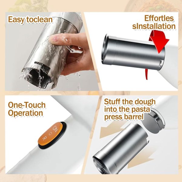 ⁦Azonee Electric Pasta Maker Machine, 5-in-1 Cordless Noodle Maker with Sausage-Making Attachment, Automatic Spaghetti and Ramen Roller, Portable Homemade Pasta Maker for Fresh Meals⁩ - الصورة ⁦3⁩