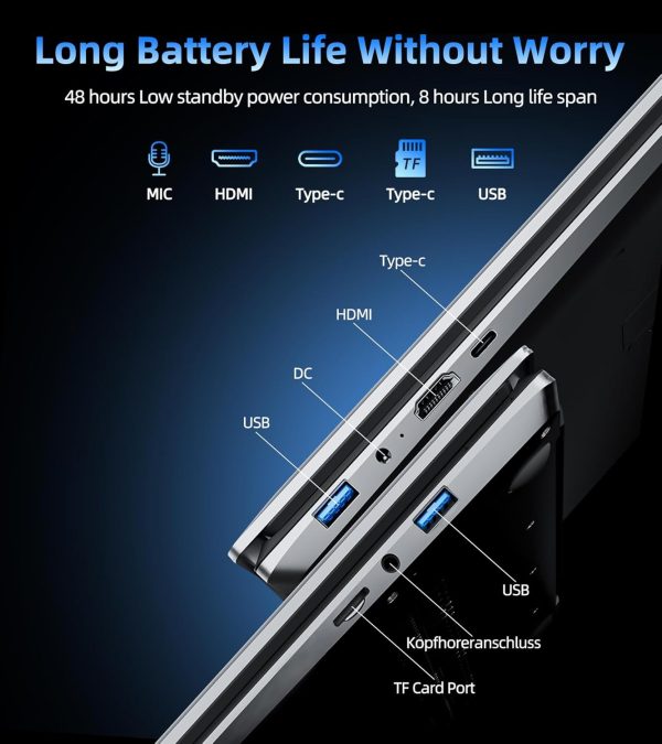 ⁦SGIN 17.3 Inch Laptop 4GB RAM 128GB SSD ROM Notebook, Core I3, FHD IPS, 2 x USB 3.2, Bluetooth 4.2, Dual Band WiFi, Expandable Memory 512GB TF 7000mAh⁩ - الصورة ⁦7⁩