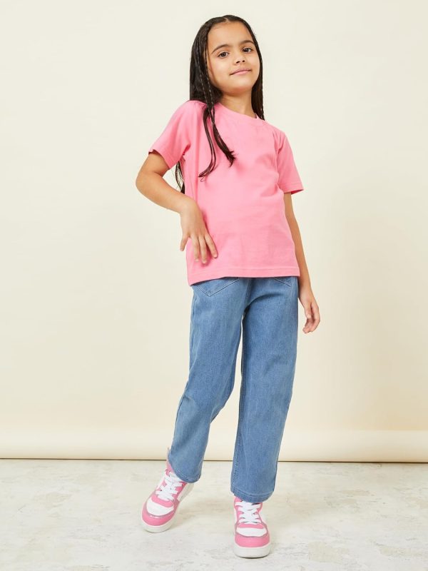 ⁦Styli Girls Pocket Detail Paperbag Waist Jeans⁩ - الصورة ⁦2⁩