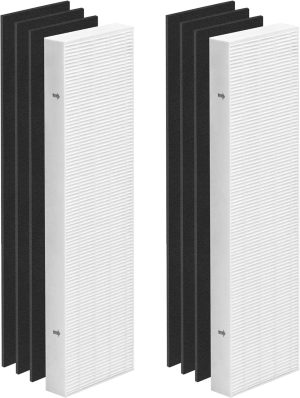 Zouwhaso 2+6 Aera Max 100 HEPA Filter Replacement Compatible with Fellowes AeraMax 90 100 DX5 DB5 Air Puri-fier True HEPA Air Filter, Part# 9287001 9324001, 2x H13 True HEPA and 6x car-bon Pre-Filter