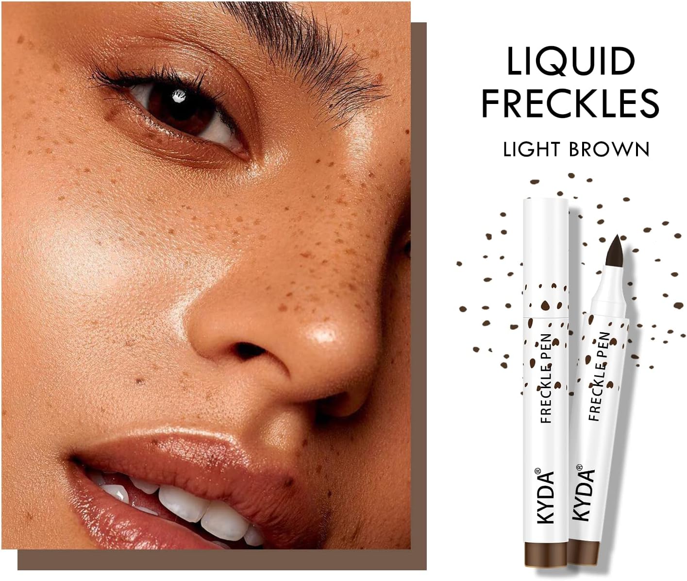 KYDA 2 Pcs Freckle Makeup Pen, Natural Lifelike Freckle Makeup Pen Magic Color, Waterproof Longlasting Soft Dot Sopt, for Natural Effortless Sunkissed Make up-Light Brown 6 KYDA 2 Pcs Freckle Makeup Pen, Natural Lifelike Freckle Makeup Pen Magic Color, Waterproof Longlasting Soft Dot Sopt, for Natural Effortless Sunkissed Make up-Light Brown - الصورة 6
