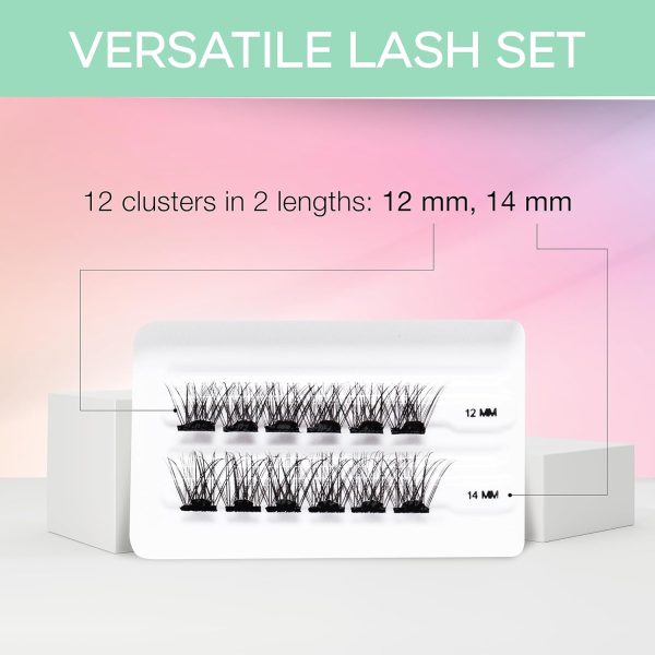 ⁦Ardell Press On Pre-Glued Underlash Eyelash Extensions, Wispies Volume Cluster Lashes Kit, Beginner-Friendly DIY Lash Extension Kit, Assorted Lengths, Mini Pack, 12 Lash Clusters⁩ - الصورة ⁦3⁩
