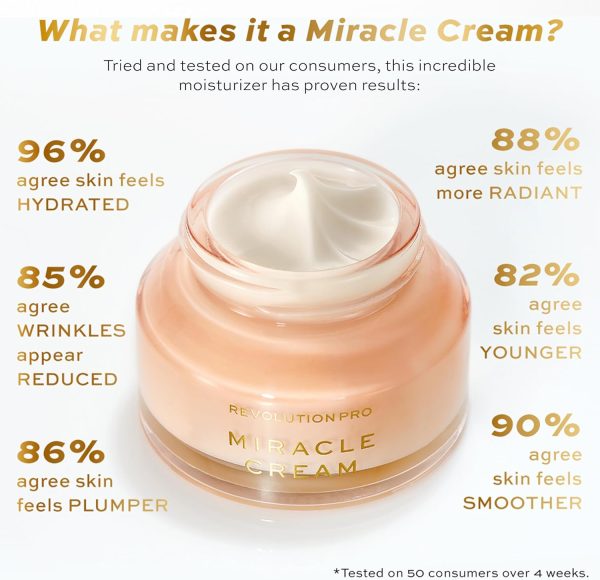 ⁦Revolution Beauty London Pro, Miracle Cream, Hydrating & Beautifying Face Cream, Reduces Dull Complexions, Lightweight Formula, Contains Hyaluronic Acid & Niacinamide, 100ml⁩ - الصورة ⁦2⁩