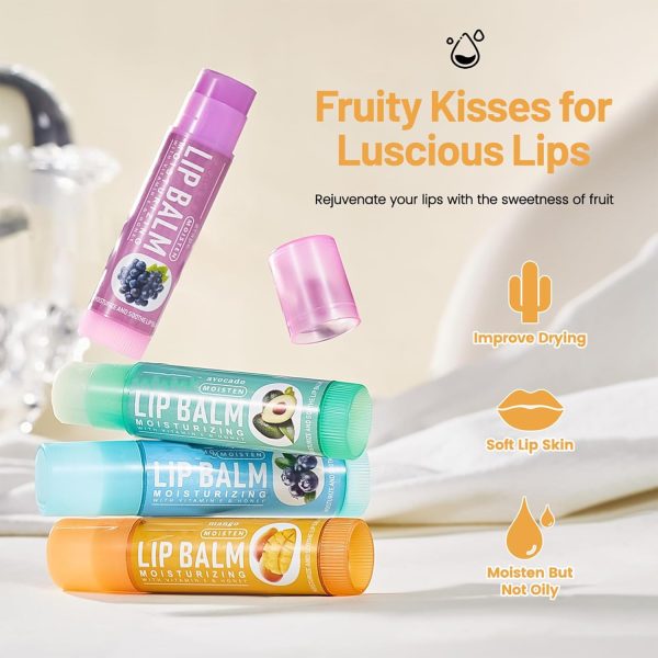 ⁦Fruit Flavored Natural Lip Balm Set Long Lasting Anti-Chapping Moisturizers for Winter Lip Care for Dry Cracked Lips (6 Pack)⁩ - الصورة ⁦6⁩