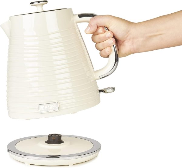 ⁦Haden Devon Cream Electric Kettle - 1.7L Capacity, BPA-Free, Auto-Shutoff & Boil-Dry Protection - 3000W Fast Boil, Ergonomic Design⁩ - الصورة ⁦3⁩